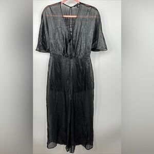 NWOT Express Lace-up Sheer Black Jumpsuit With Romper Shorts Inside Size S Goth